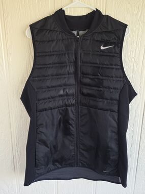 Men's Nike Golf Black Quilted Athletic Vest, Size Large